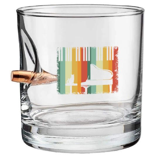 Piano Cat Musician Musical Instrument Pianist Bullet Whiskey Glasses