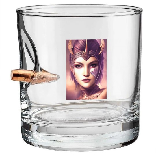 Warrior princess wearing gothic plate dark fantasy Bullet Whiskey Glasses