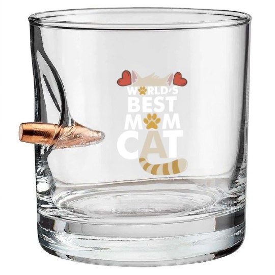 Best Cat Mom Bullet Whiskey Glasses