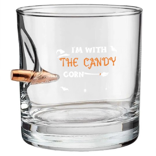 I'm With The Candy Corn Bullet Whiskey Glasses