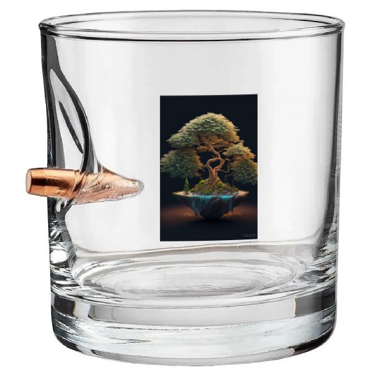 Cannabonsai - Bonsai Tree, Surreal Zen Garden, Bullet Whiskey Glasses