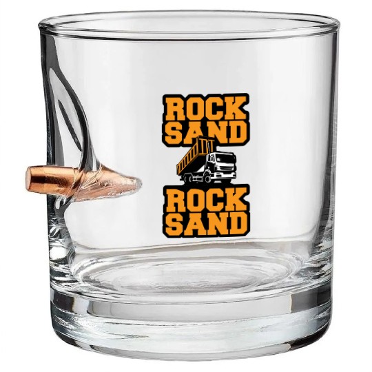 Rock Sand Dump Truck Bullet Whiskey Glasses