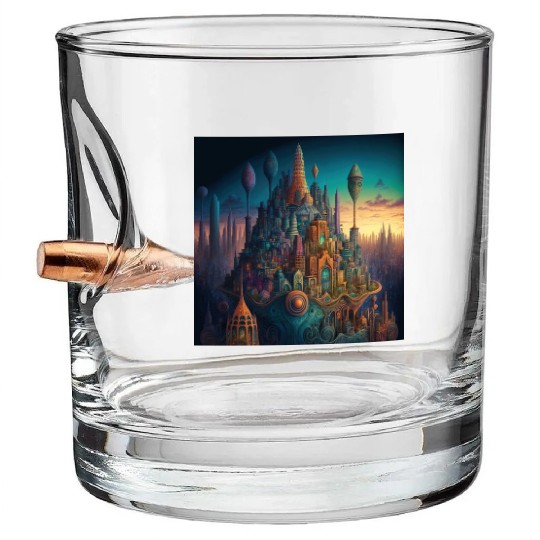 Psychedelic City 3 Bullet Whiskey Glasses