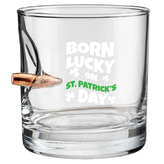 Birth Lucky Shamrock Clover Saint Patrick Day Bullet Whiskey Glasses