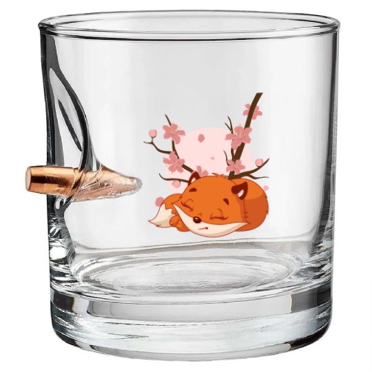 Japanese Fox Cherry blossom Flower sakura kawaii Bullet Whiskey Glasses