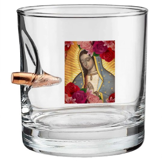 Our Lady of Guadalupe Rose Mexican Catholic Juan D Bullet Whiskey Glasses