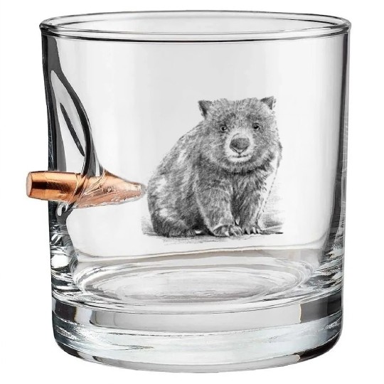 Realistic wombat handrawn Bullet Whiskey Glasses