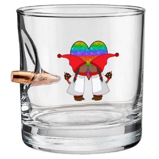 Black Lesbian Gnome Valentines Day Couples Gift Bullet Whiskey Glasses