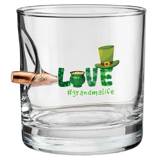 Shamrock Love Grandma Saint Patrick Day Bullet Whiskey Glasses