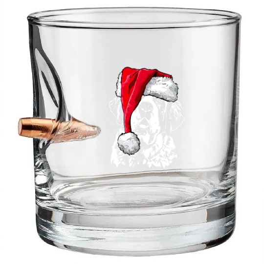 Santa Saint Bernard Dog Christmas Wilsigns Bullet Whiskey Glasses