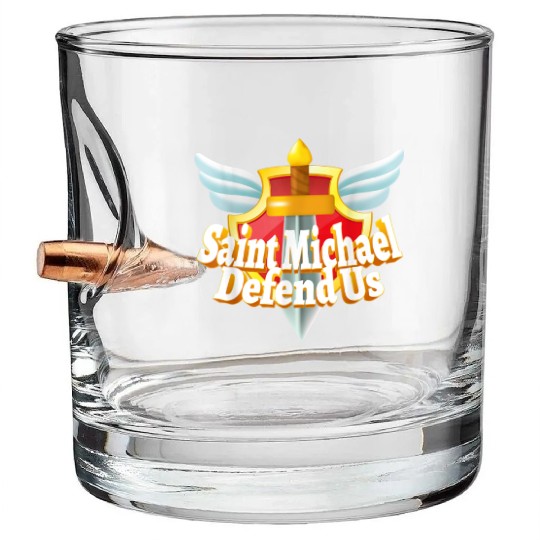 St. Michael the Archangel Icon Dragon Catholic Ang Bullet Whiskey Glasses