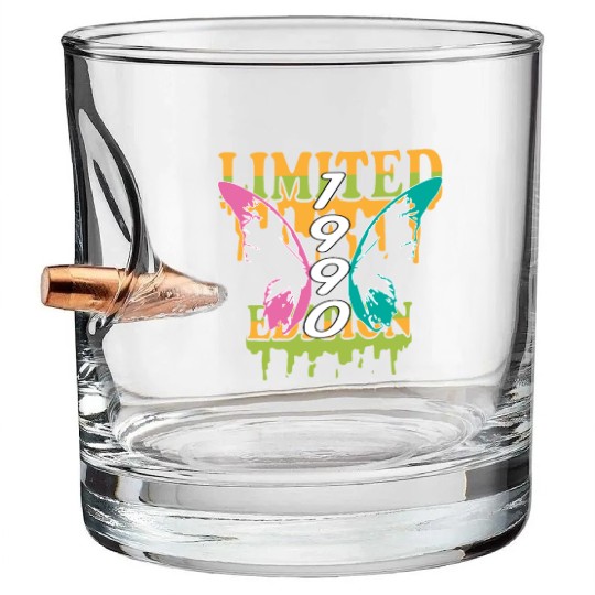 1990 Born Limited Edition Butterfly Gift Bullet Whiskey Glasses