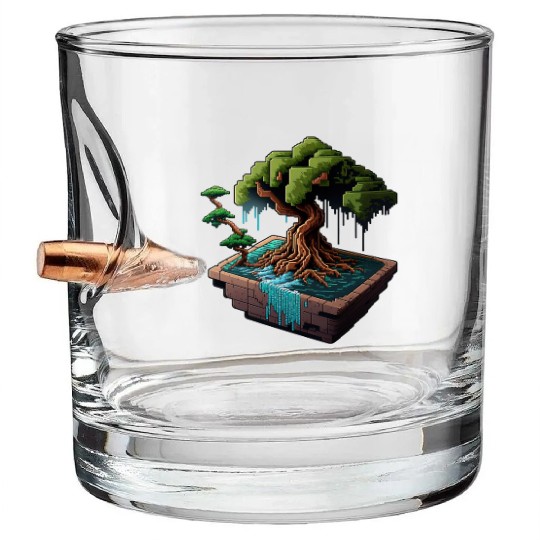 8 Bit Bonsai Tree Bullet Whiskey Glasses