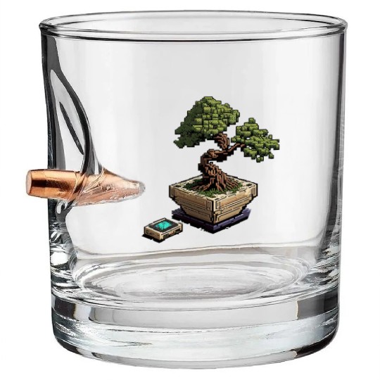 8 Bit Bonsai Tree Bullet Whiskey Glasses
