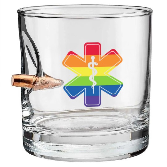 LGBT Caduceus EMT Medical Symbol Bullet Whiskey Glasses