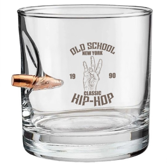 Old School New York 1990 Classic Hip Hop Rap Bullet Whiskey Glasses