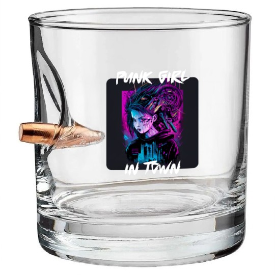 Graffiti Style - Punk Girl In Town 3 Bullet Whiskey Glasses
