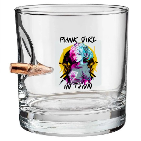 Graffiti Style - Punk Girl In Town 8 Bullet Whiskey Glasses