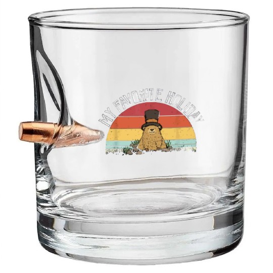 Retro Groundhog Day Gifts Groundhog Day Bullet Whiskey Glasses