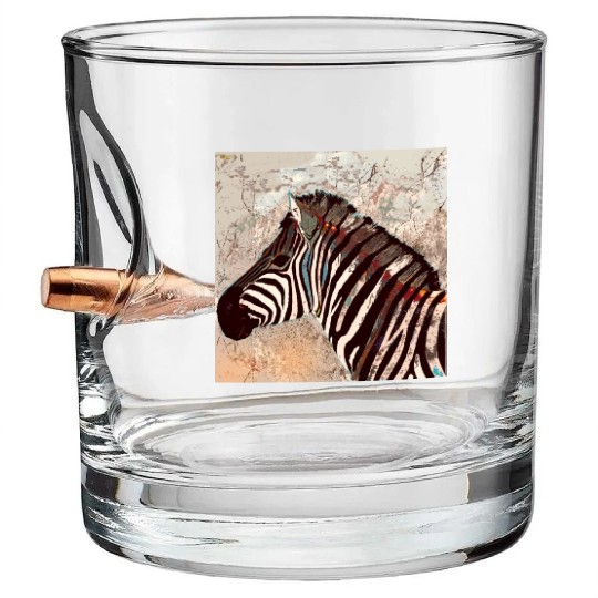 Zebra with neon colors Bullet Whiskey Glasses