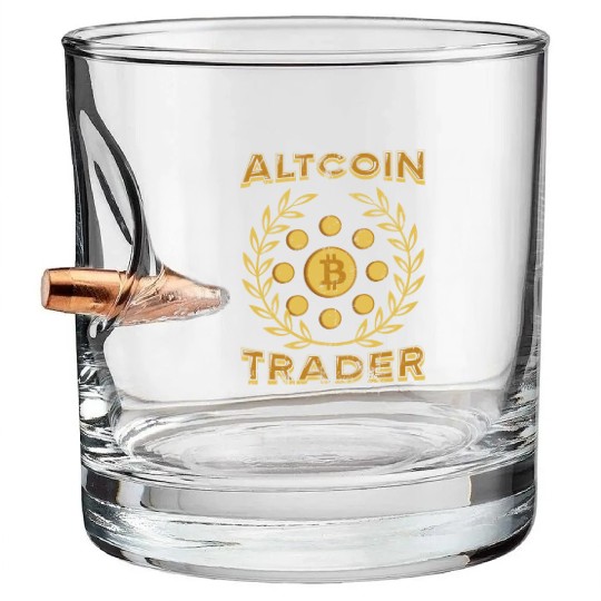 Altcoin Trader Crypto Bitcoin Blockchain Trader Bullet Whiskey Glasses
