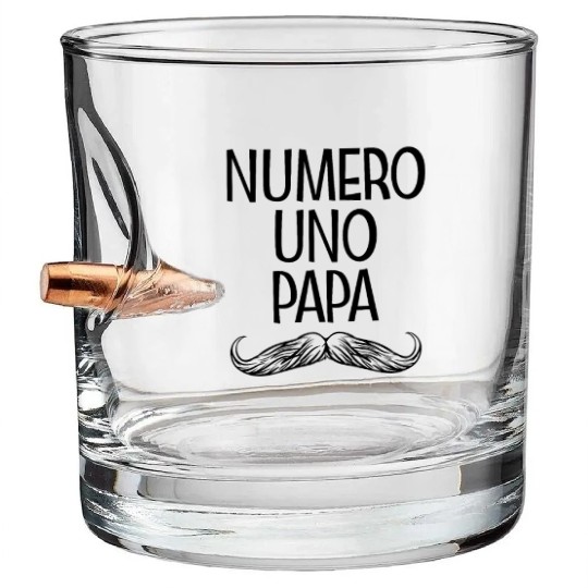 Numero Un Papa Spanish Dad Father Day Number 1 Dad Bullet Whiskey Glasses