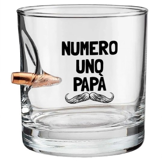 Numero Uno Papa Italian Dad Father's Number 1 Dad Bullet Whiskey Glasses