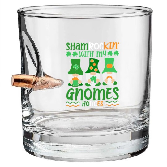 Shamrockin' With My Gnomes Homies St. Patrick's Bullet Whiskey Glasses