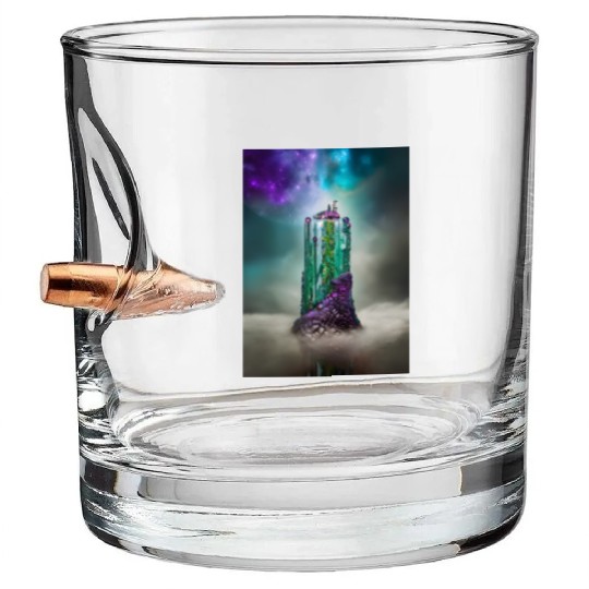 Cosmic Gemstone and Glass \|/ Universe Bullet Whiskey Glasses