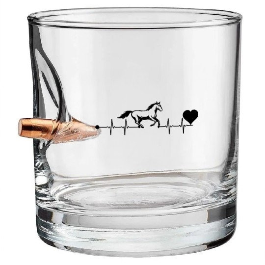 Heart beat with horse Bullet Whiskey Glasses