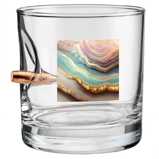Pastel Agate Geode Stone Bullet Whiskey Glasses