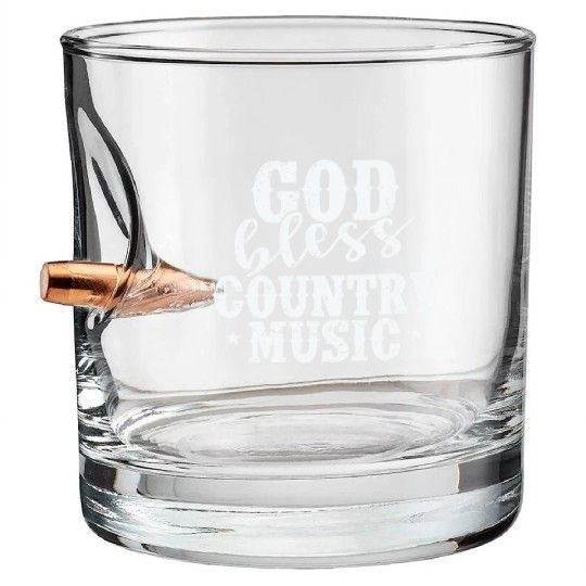 God bless Country Music USA America Cowboys Bullet Whiskey Glasses