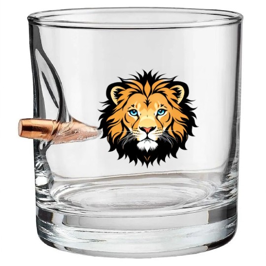 Royal Cartoon Lion - King of the Jungle 18 Bullet Whiskey Glasses