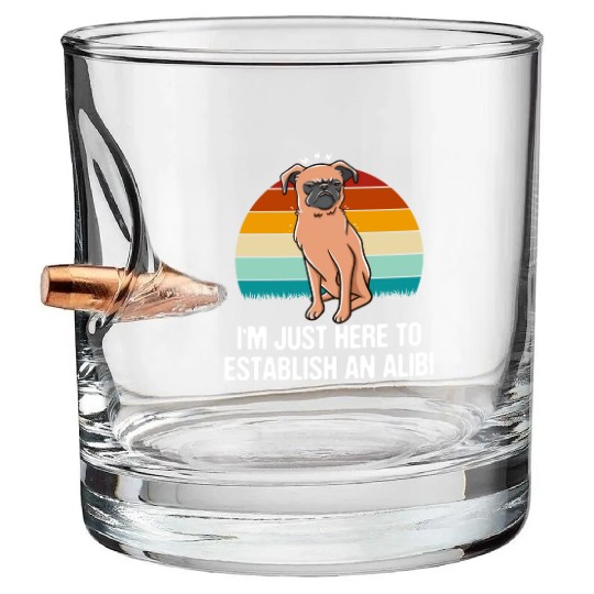 Im Just Here to Establish an Alibi Funny Sarcastic Bullet Whiskey Glasses