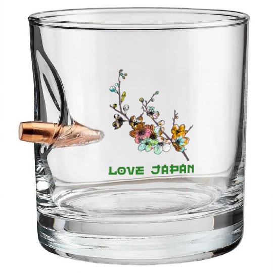 Cherry Blossom Sakura Tree Symbol Word Kanji Love Bullet Whiskey Glasses