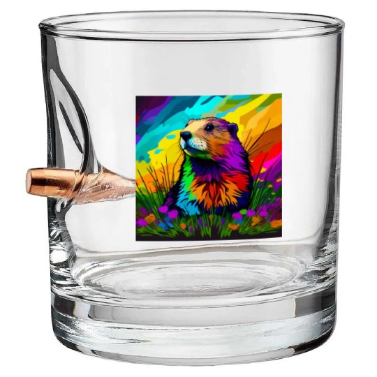 multicolor groundhog.groundhog day ,groundhog gift Bullet Whiskey Glasses