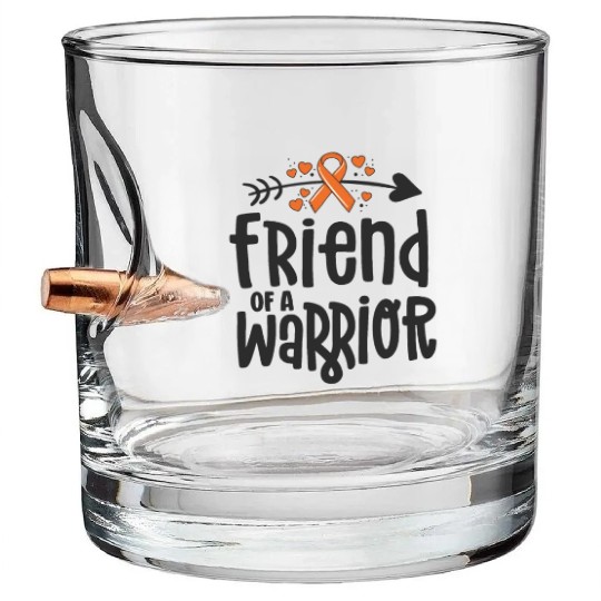 Friend Of A Warrior Lymphoma Leukemia Cancer Bullet Whiskey Glasses