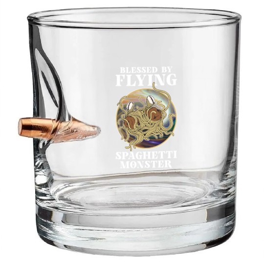 Atheist Atheism Flying Spaghetti Pastafarianism Bullet Whiskey Glasses