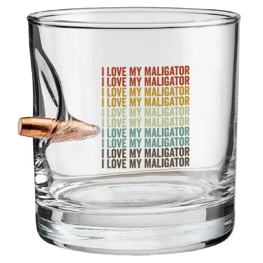 I Love My Maligator Belgian Malinois Dog Lover Bullet Whiskey Glasses