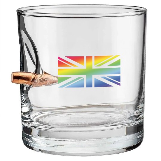 Union Jack / Rainbow Flag (Great Britain / UK) Bullet Whiskey Glasses