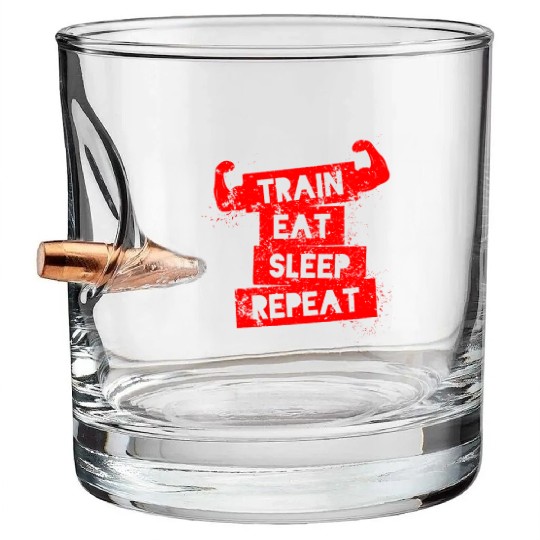 Train Eat Sleep Bullet Whiskey Glasses