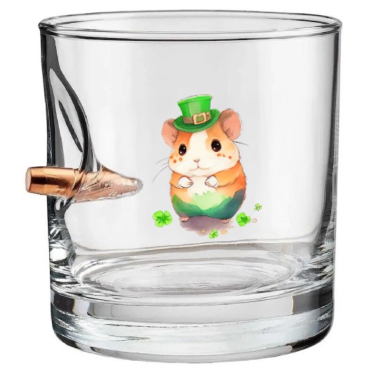 St Patrick's Day Irish Cute Hamster Saint Patrick Bullet Whiskey Glasses