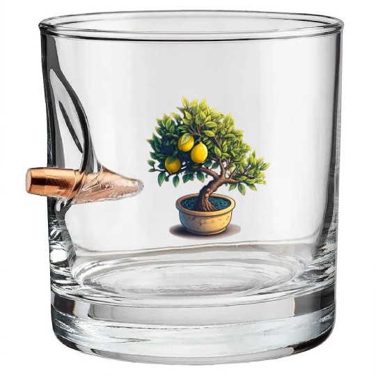 Lemon Bonsai Tree Bullet Whiskey Glasses