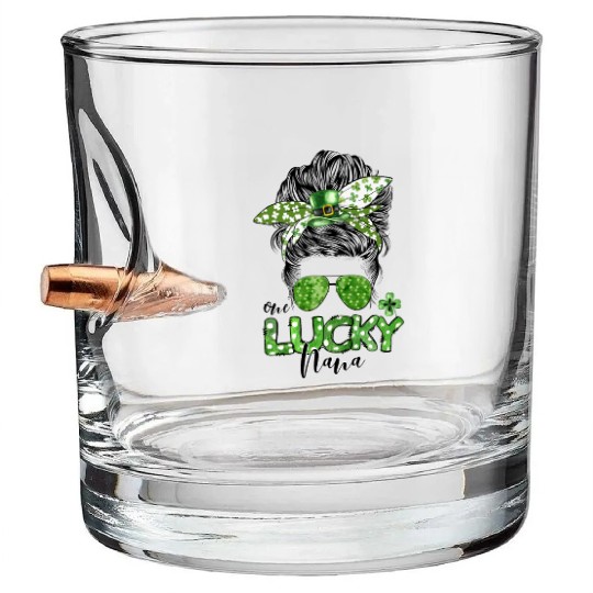 One Lucky Nana Matching Family St Patricks Day Bullet Whiskey Glasses
