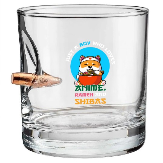 Just a boy who loves anime, ramen and shibas Bullet Whiskey Glasses