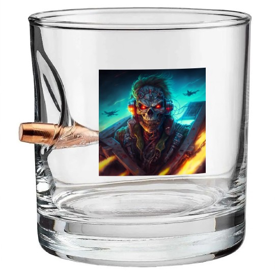 ZOMBIE IRON MAIDEN (version 13) Bullet Whiskey Glasses