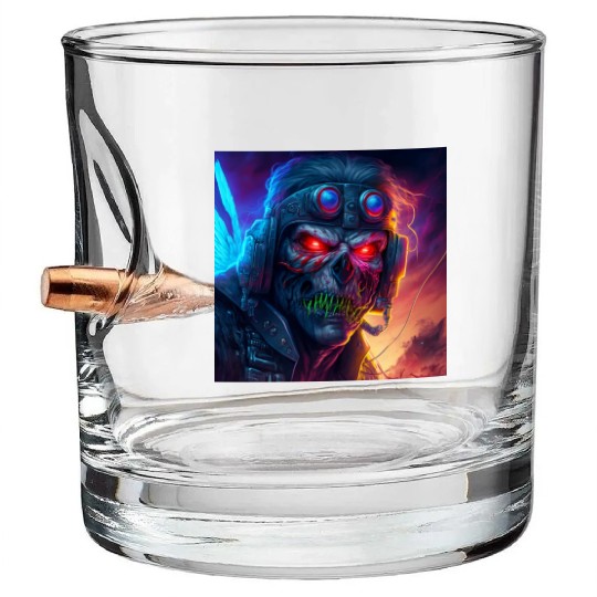 ZOMBIE IRON MAIDEN (version 9) Bullet Whiskey Glasses