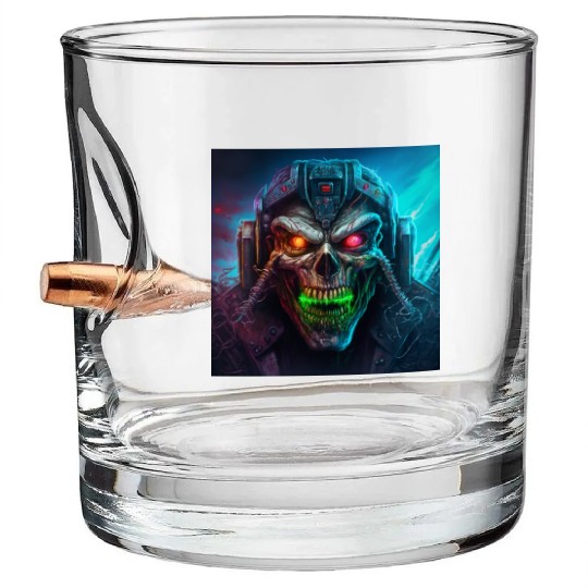 ZOMBIE IRON MAIDEN (version 8) Bullet Whiskey Glasses