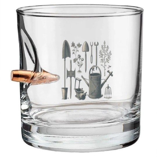 Florist Gardener Dad Grayscale Gardening Tools Bullet Whiskey Glasses