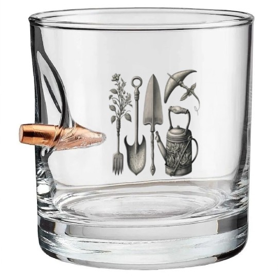 Florist Gardener Dad Grayscale Gardening Tools Bullet Whiskey Glasses